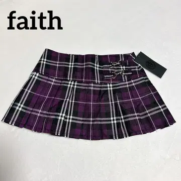 택 포함 새상품 Faith tokyo 체크 플리츠 미니 스커트 보라색
