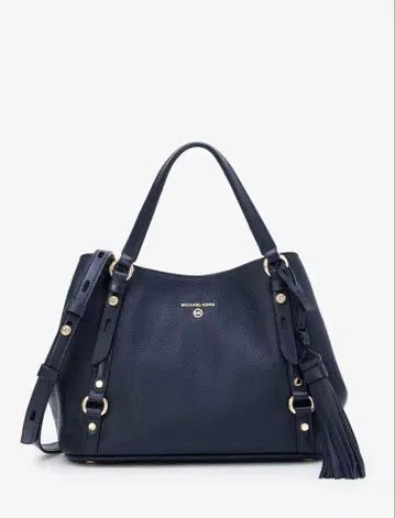 MICHAEL KORS Carrie 네이비 천연 가죽 토트백