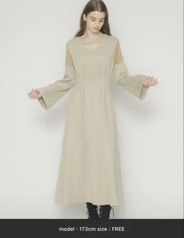 컷 디자인 레이디 원피스/어깨 배색 턱 컷 원피스