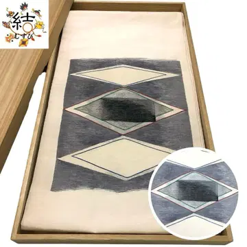 MO-3401 후쿠로 오비 명주 마름모꼴 무늬 베이지 캐주얼