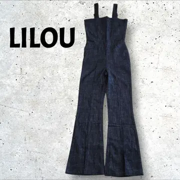 LILOU 데님 오버롤 살로펫 올인원 블랙