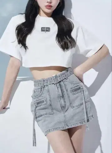 다리치 Darich 디자인 케미컬 미니 스커트 아이스 블루 데님