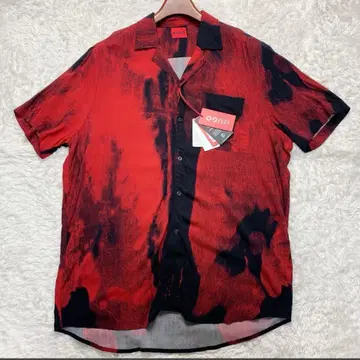 2XL 택 포함 새상품 휴고보스 오픈 카라 셔츠 현행 모델 올 패턴 레드