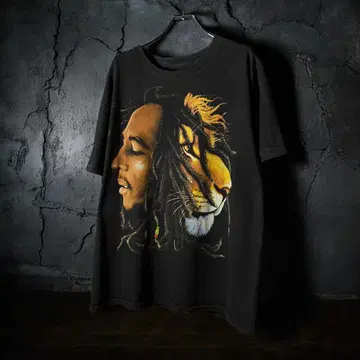 ZION BOB MARLEY 라이온 티셔츠 밥 말리 블랙