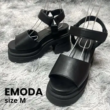 EMODA 에모다 탱커 러버 샌들 통굽 스트랩 블랙 M
