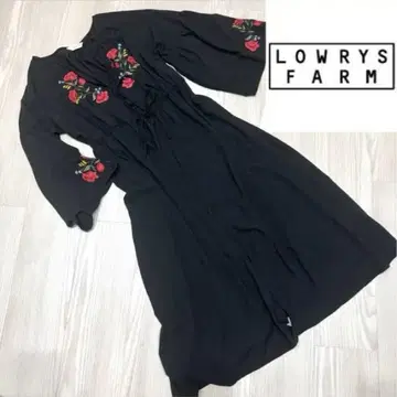LOWRYS FARM 블랙 자수 가디건 원피스