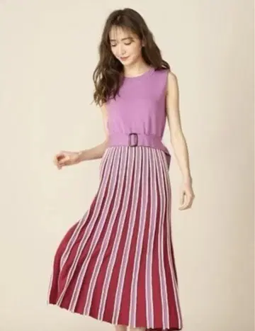 택 포함 미사용 새상품 멀티 컬러 니트 도킹 원피스