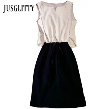 새상품 JUSGLITTY 플레어 오피스 캐주얼 슬리브리스 원피스