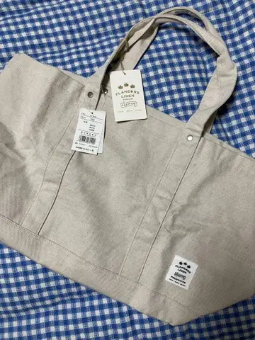 미사용 새상품 FLANDERS LINEN 플랜더스 린넨 토트백 아이보리