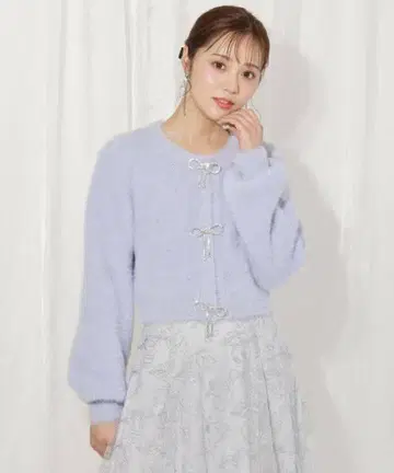 willselection 리본 모티브 니트 가디건
