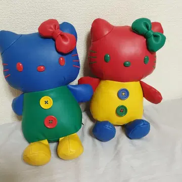 컬러풀 가죽 키티 봉제인형 레어