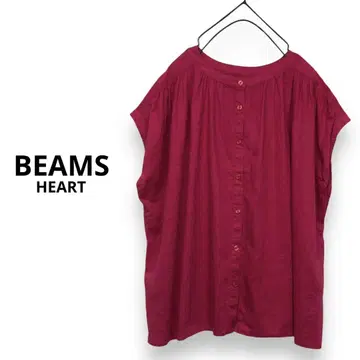 BEAMS HEART 2WAY 린넨 블라우스 프렌치 슬리브 슬리브리스