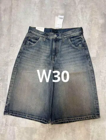 즉시 품절 H&M 슈퍼 배기 핏 데님 숏 팬츠 W30