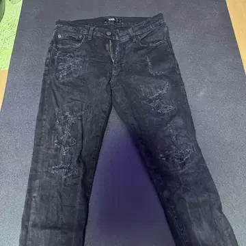 AZUL 스키니 데님 블랙 데미지 가공