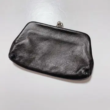 [새상품급] 지갑 가마구치 블랙 인조 가죽 부드러운 실버 스테인리스