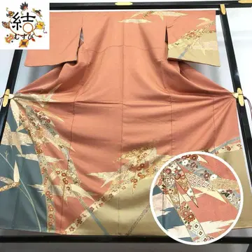 MK-1343 호몬기 대나무 꽃 무늬 금채색 주홍색