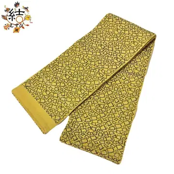 MO-3085 반폭 오비 수많은 사각 무늬 겨자색