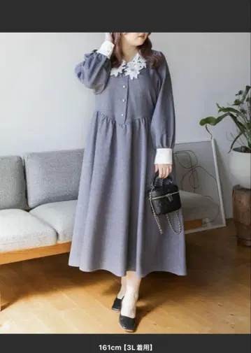 쿠레트 CLETTE 레이스 옷깃 원피스 4L