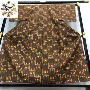 MK-1298 코몬 꽃무늬 카스리 무늬 브라운 울
