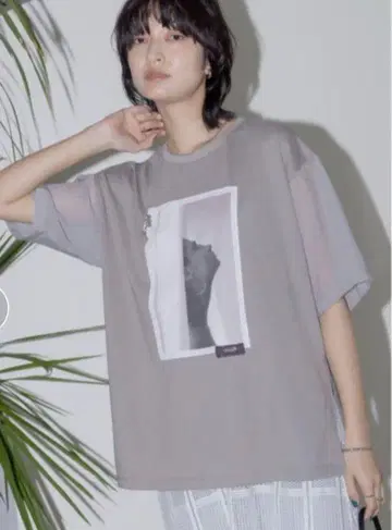 에이미 로우 / 흑백 사진 시어 소매 티셔츠