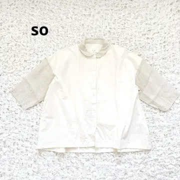 에스오 so 둥근 카라 코튼 린넨 블라우스