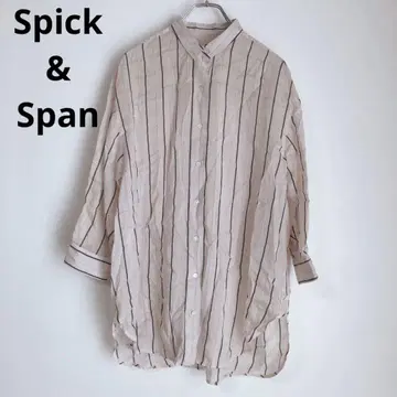 스픽 앤 스팬 긴팔 셔츠 스트라이프 비침 느슨한 핑크 F