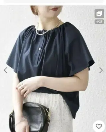 네이비 플레어 슬리브 셔츠