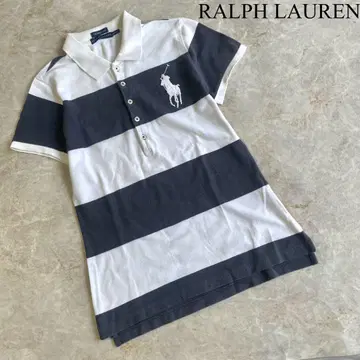 RALPH LAUREN 카노코 소재 빅 포니 자수 보더 반팔 피케 셔츠
