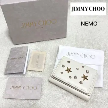 새상품급 JIMMY CHOO 네모 스타 스터드 3단 폴더형 지갑 화이트