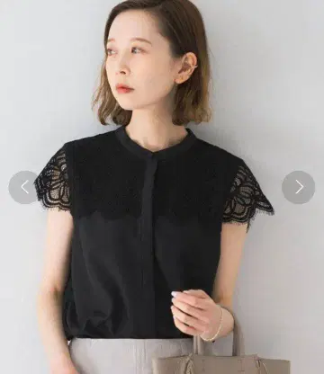 URBAN RESEARCH ROSSO 반팔 셔츠 레이스 블랙