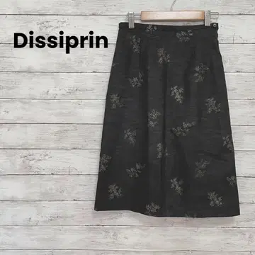 [Dissiprin] 미디 스커트 고급 오피스 꽃 올 패턴 광택