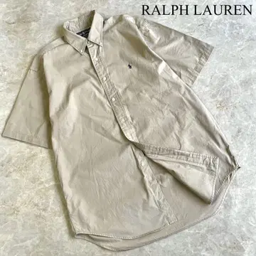 RALPH LAUREN 코튼 100% 로고 자수 버튼 다운 반팔 셔츠