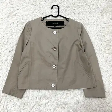 Drawer 노카라 자켓 코튼 린넨 쉘 버튼 베이지 M
