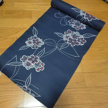 유카타 옷감 리메이크 꽃과 나비 다크 네이비