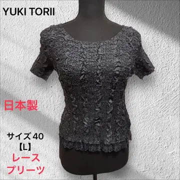[ YUKI TORII ] 상의 셔츠 블라우스 플리츠 가공 예쁜 레이스