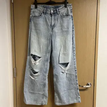 H&M 데미지 가공 와이드 데님