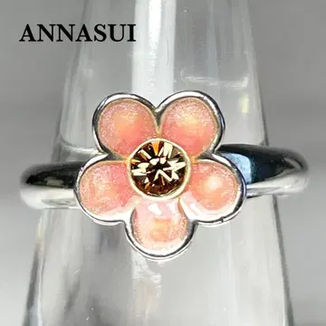 ANNASUI 안나수이 반지 앙증맞은 플라워 꽃 모티브 스톤 장식