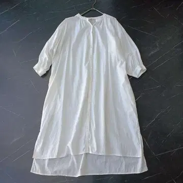 GALLARDAGALANTE 셔츠 원피스 마 혼방 루즈핏 밴드 카라