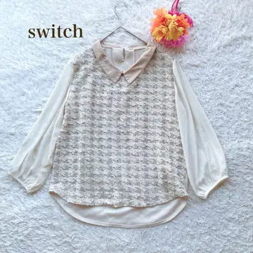 switch 스위치 [무료] 레이스 장식 긴팔 셔츠 이소재 페미닌