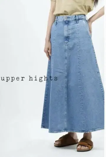 새상품급 upper hights 빈티지 가공 맥시 길이 데님 스커트 25