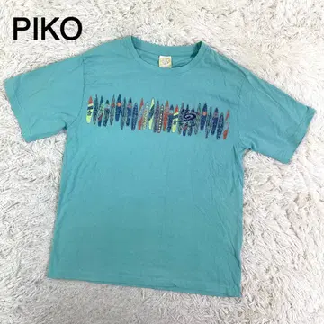 PIKO 블루 오리종 컬러 서프 프린트 티셔츠