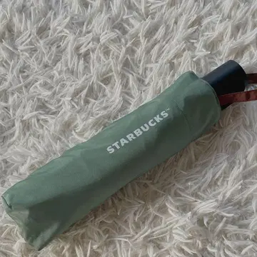미사용 STARBUCKS 접이식 우산 그린 손잡이 블랙 남녀 공용