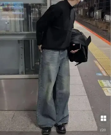 빈티지 워시 와이드 데님 팬츠 nugu