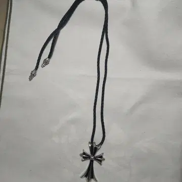 스몰 크로스 펜던트 목걸이, 가죽 끈 포함, 빈티지