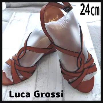 Luca Grossi 브라운 웨지 힐 샌들 24cm 웨지솔