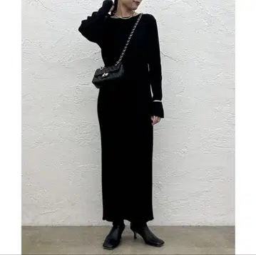 [ Loungedress ] 심플 리브 니트 원피스