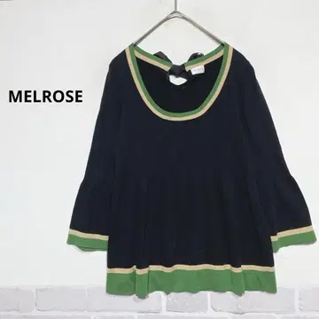 코튼 블렌드 백리본 플레어 슬리브 니트탑 블랙 H949