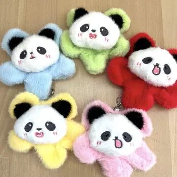 컬러풀 팬더 마스코트 봉제 인형 키링 5개 세트