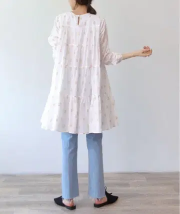 누키테파*코튼 보일 호일 프린트 티어드 튜닉