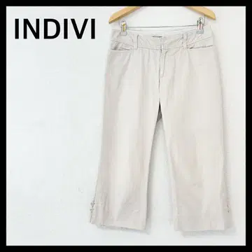 INDIVI 인디비 크롭 팬츠 캐주얼 스트레이트 그레이 S